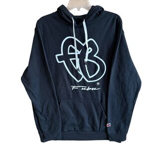 NWOT Men’s/Unisex FUBU Black Cotton Blend Hoodie w/ White Raised Logo-Large